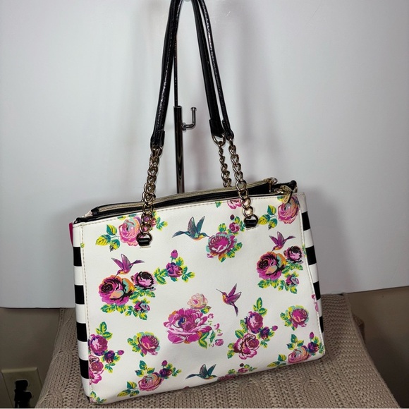 Betsey Johnson Bundle Pink Jumbo Bow & Floral Design Satchel/Shoulder Bag - Picture 3 of 16